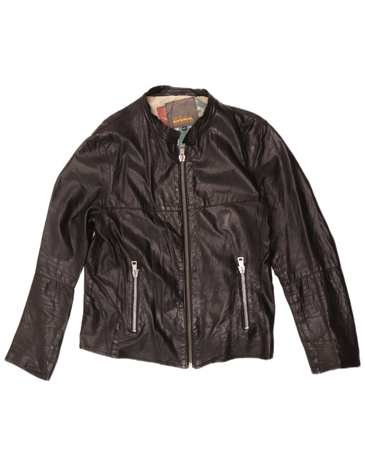 Imperial Dame Biker Læderjakke IT 48 XL Sort