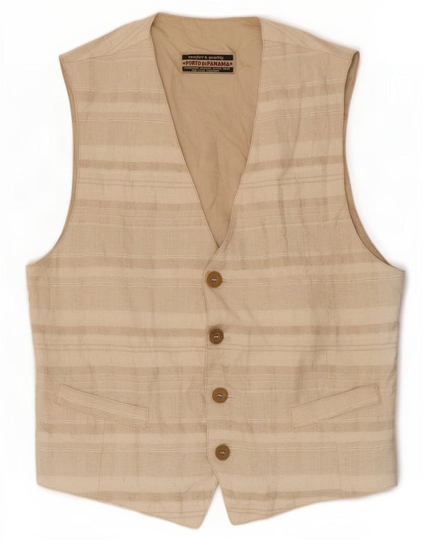 Porto Di Panama Herrevest IT 44 XS Beige Stribet Bomuld