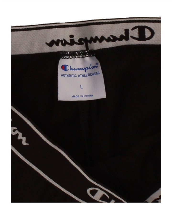 CHAMPION Womens Graphic Leggings UK 14 Large  Black Cotton Vintage Champion and Second-Hand Champion from Messina Hembry 