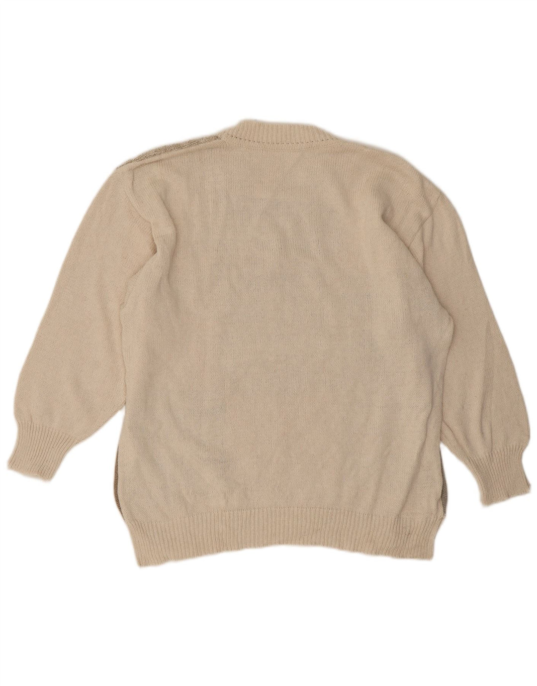 Vintage dame sweater med rund hals EU 42 stort beige patchwork