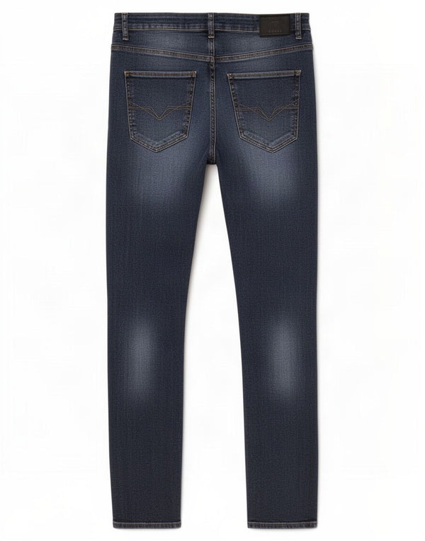 Guess Mens Distressed Skinny Jeans W32 L30 Navy Blue Cotton