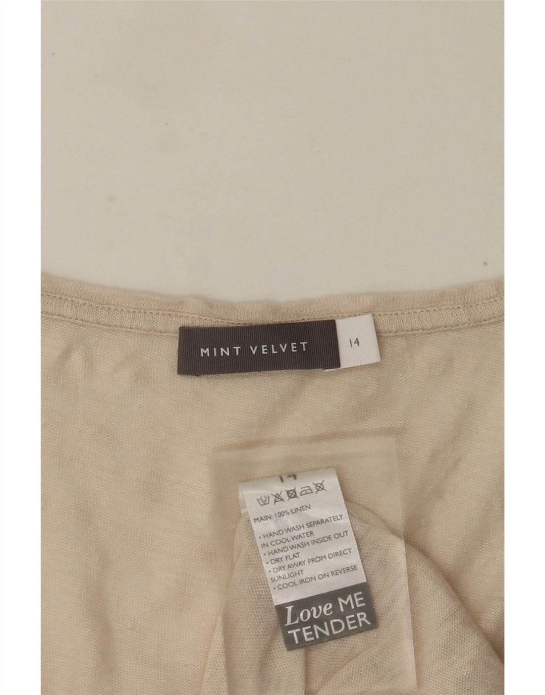 MINT VELVET Dame T-Shirt Top UK 14 Medium Beige Linen