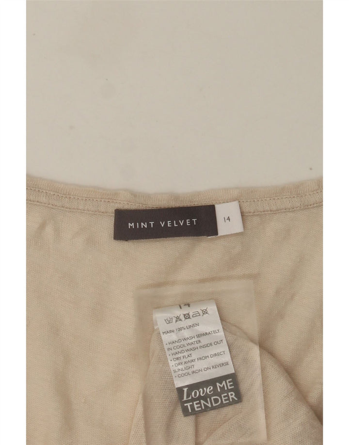 MINT VELVET Dame T-Shirt Top UK 14 Medium Beige Linen