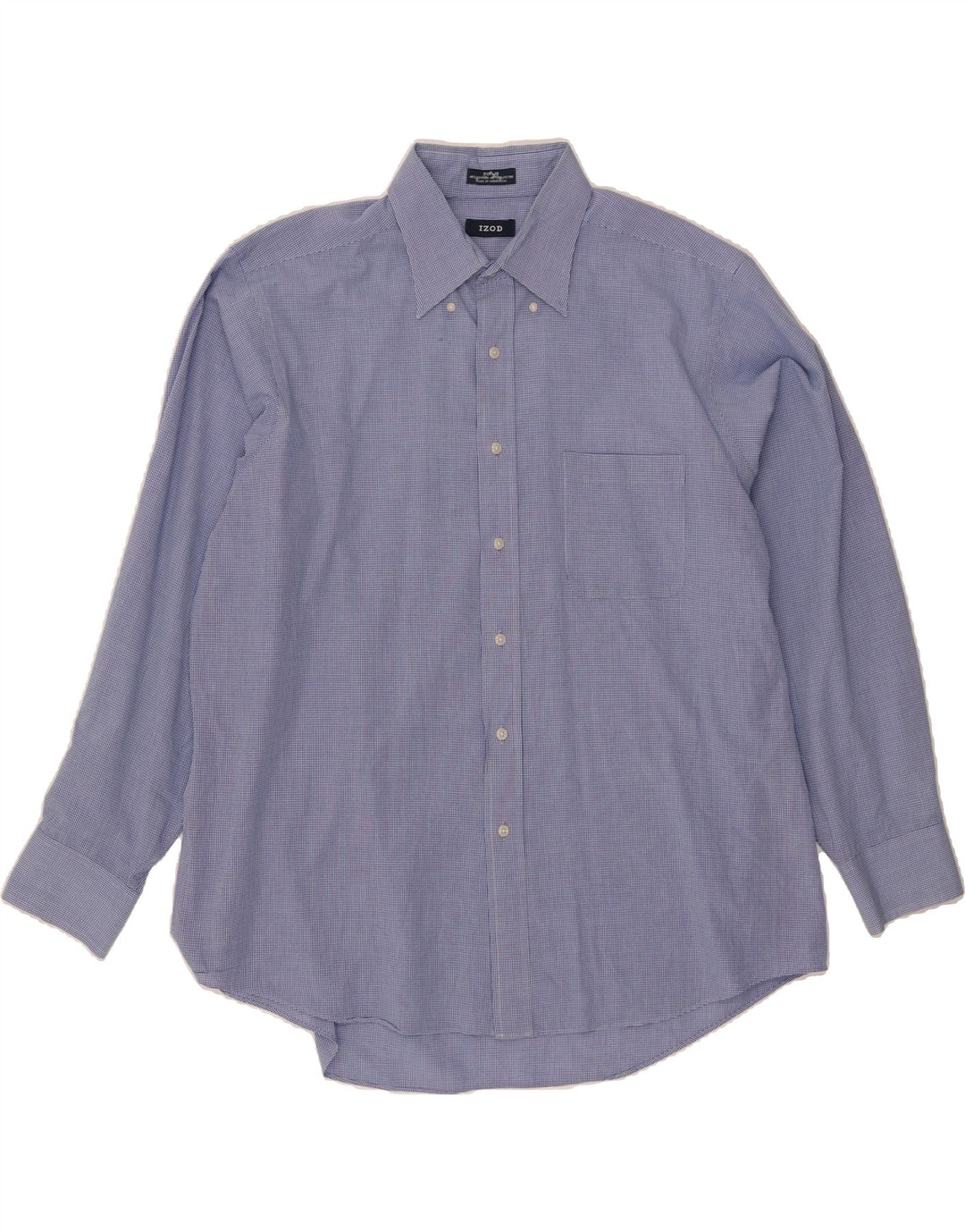 IZOD Mens Shirt Size 17 1/2 34/35 XL Blue Gingham Cotton Vintage Izod and Second-Hand Izod from Messina Hembry 