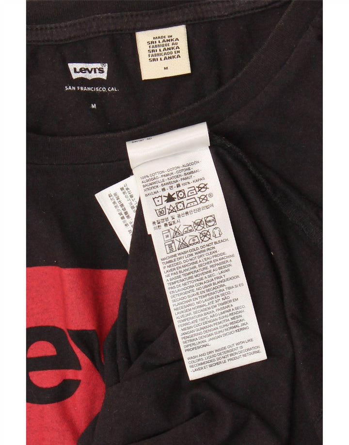Levi's Dame Grafisk T-Shirt Top UK 14 Medium Sort Bomuld