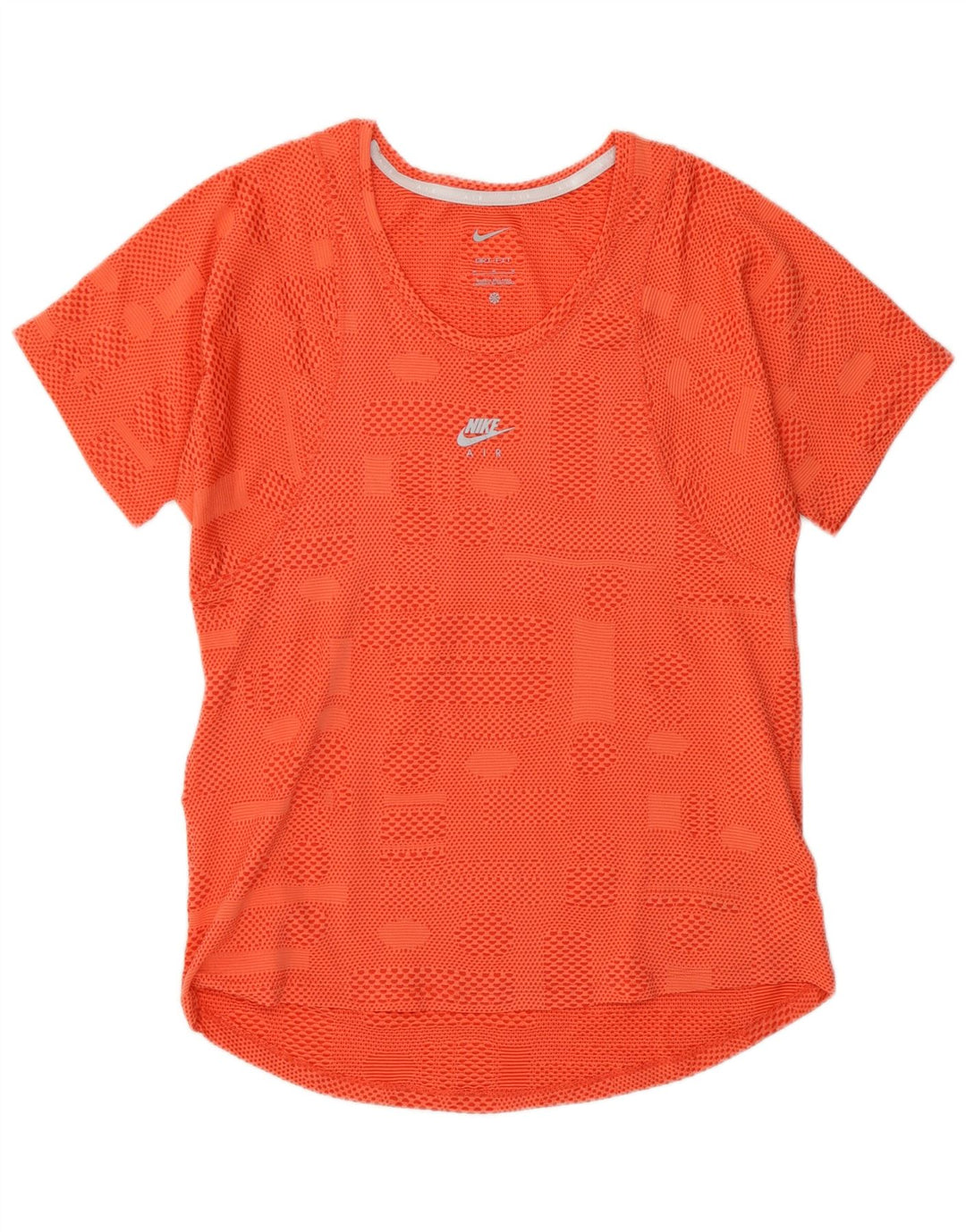 Nike Dame Dri Fit T-Shirt Top UK 12 Medium Orange Geometrisk Polyester