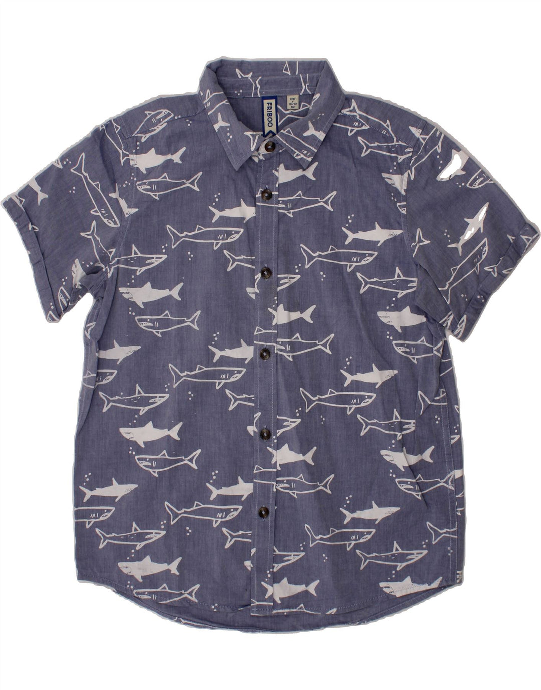 VINTAGE Boys Abstract Pattern Short Sleeve Shirt 11-12 Years Blue Vintage Vintage and Second-Hand Vintage from Messina Hembry 