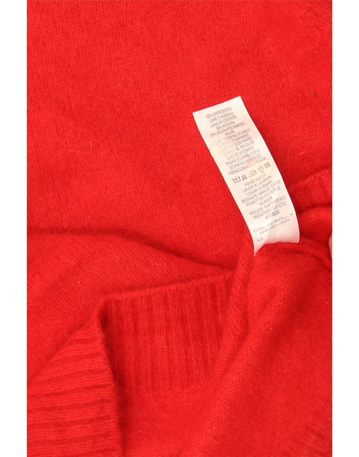 Marks & Spencer Dame Crop Crew Neck Jumper Sweater UK 8 Small Red