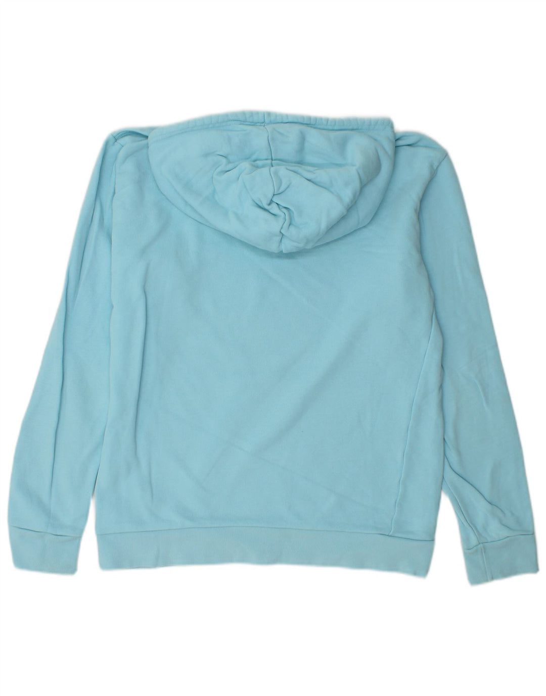 ADIDAS Womens Hoodie Jumper UK 14 Medium Blue Cotton