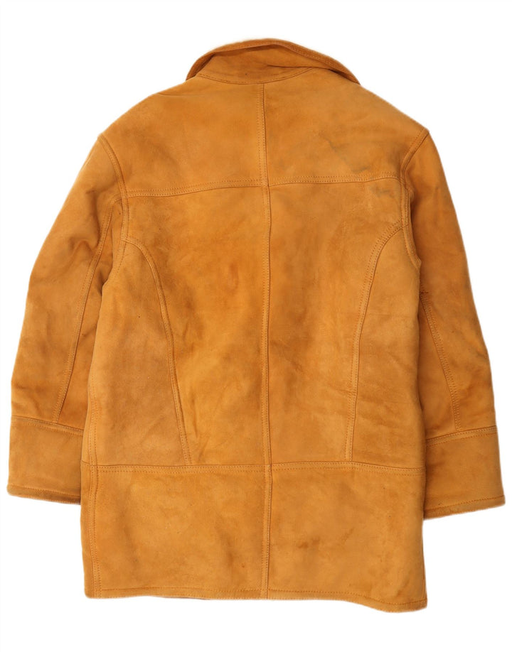 Vintage Herre Shearling Overfrakke IT 48 Medium Beige Læder