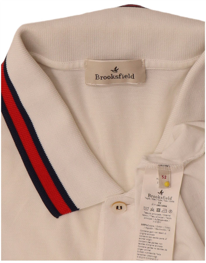 Brooksfield Poloshirt til mænd IT 52 Stor hvid bomuld