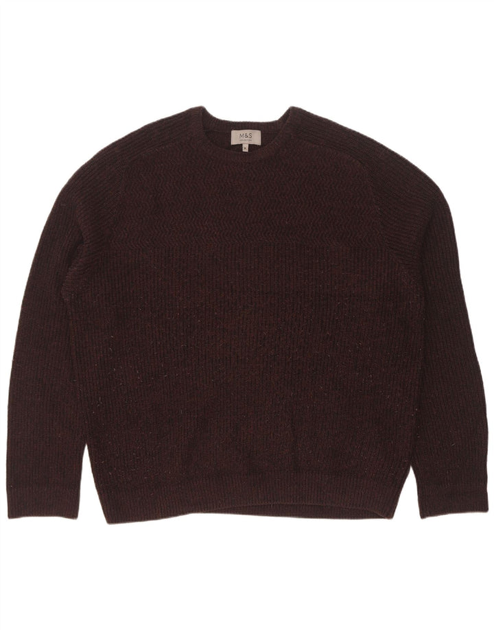 Zara Herre Crew Neck Jumper Sweater XL Brun Akryl