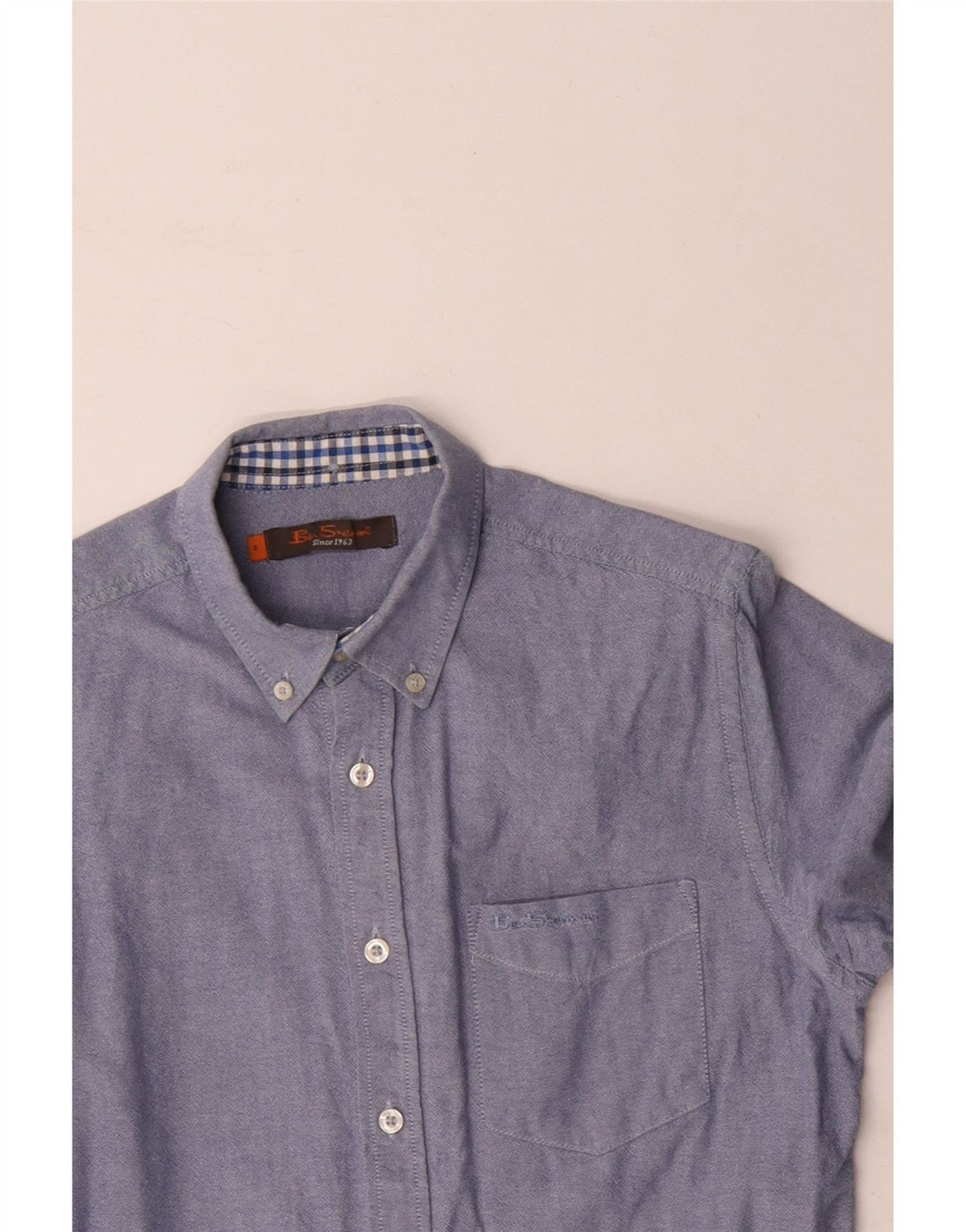 BEN SHERMAN Herreskjorte lille blå bomuld