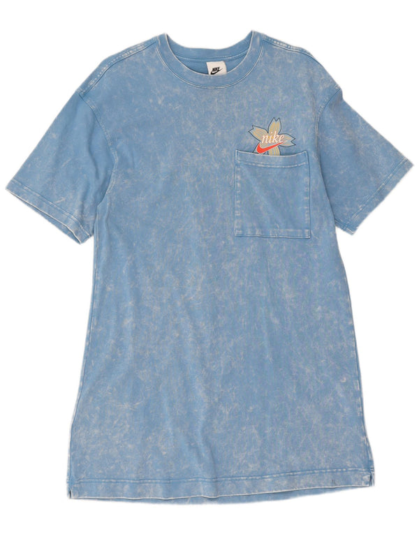 Nike T-shirtkjole til kvinder UK 10 Small Blue Tie Dye Bomuld