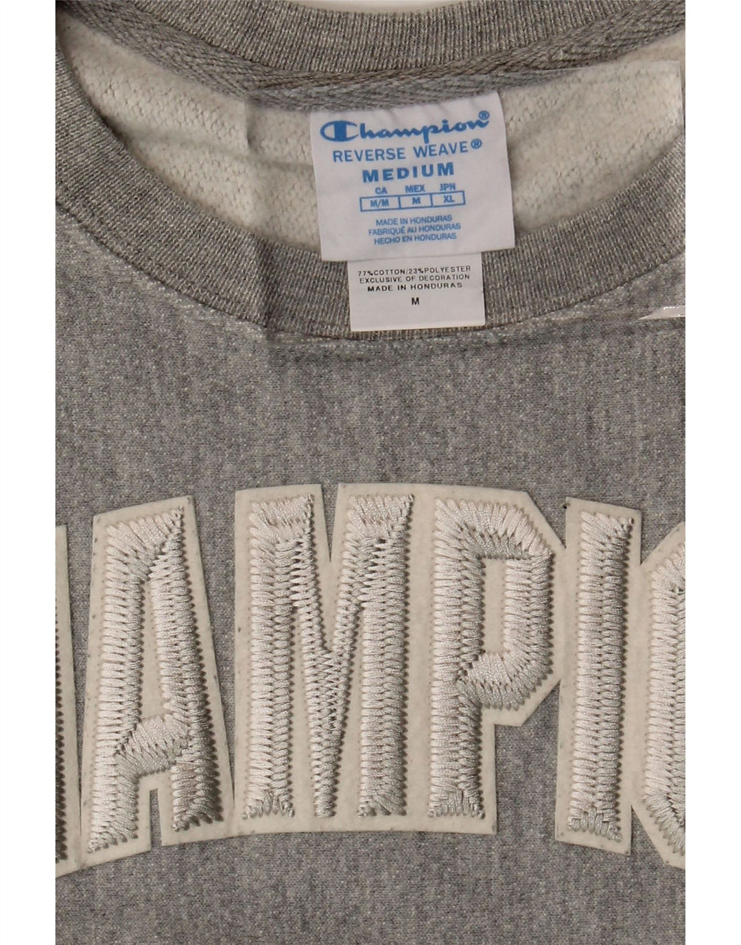 CHAMPION Dame Grafisk Sweatshirt Jumper UK 14 Medium Grey Bomuld