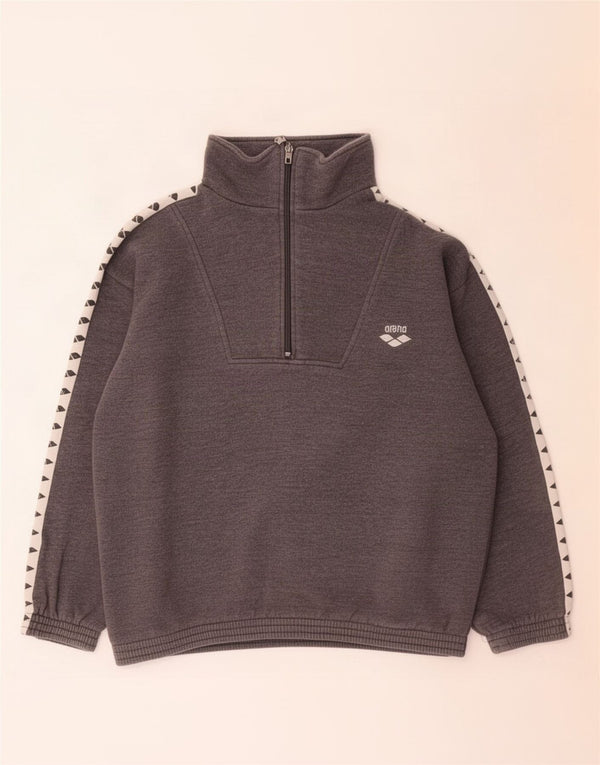 Arena Herre Zip Neck Sweatshirt Jumper Large Grå Colourblock