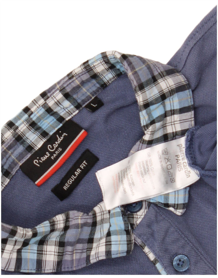 Pierre Cardin Herre Regular Fit Polo Shirt Stor blå ternet bomuld