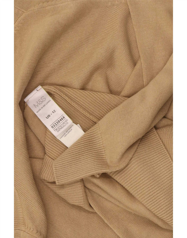 Marks & Spencer Dame Rullehals Sweater UK 12 Medium Brun Akryl