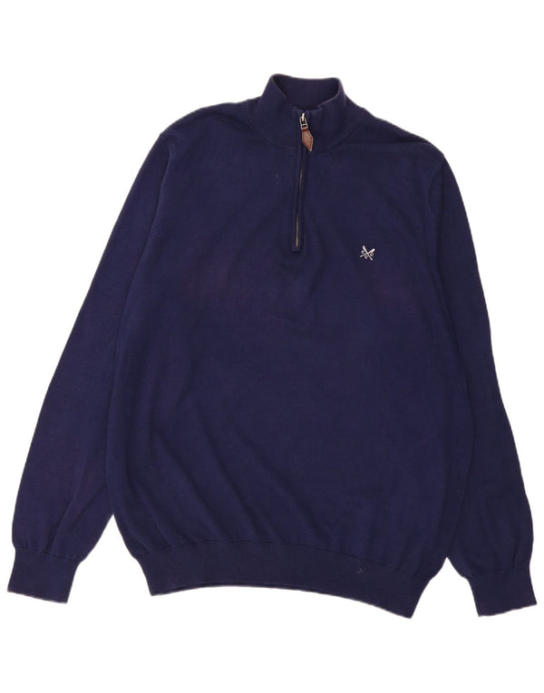 CREW TØJ Herre lynlås-hals sweater 3XL marineblå bomuld