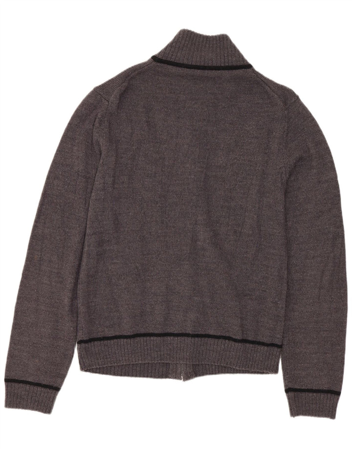 CALVIN KLEIN JEANS Dame cardigan sweater UK 10 Small Grey Virgin Wool