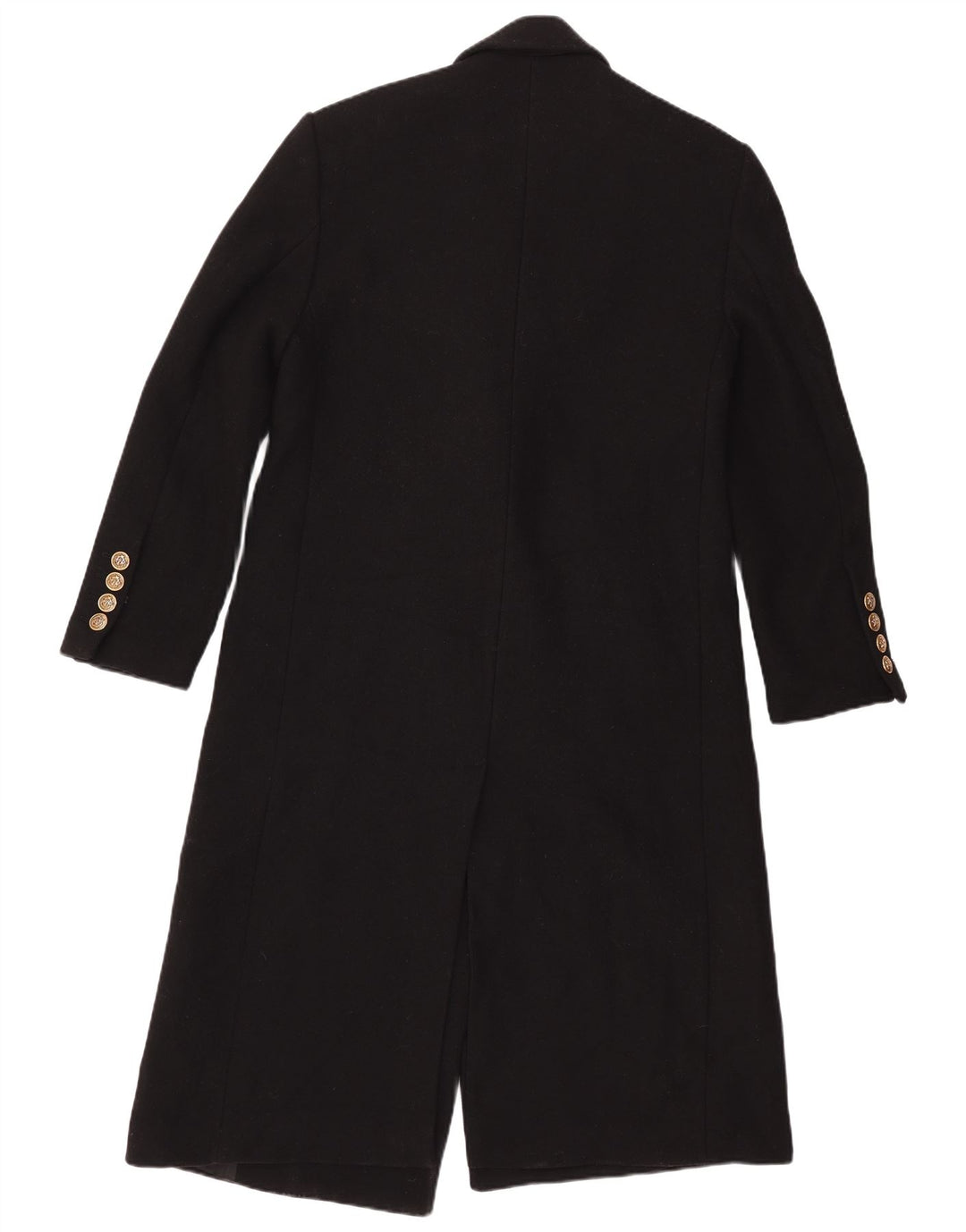 ZARA Dame Manteco Dobbeltradet Frakke UK 14 Medium Sort Uld