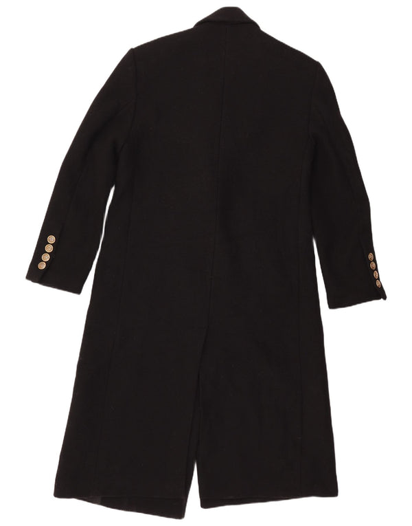 ZARA Womens Manteco Double Breasted Coat UK 14 Medium Black Wool