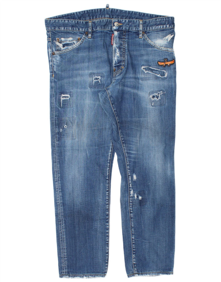 Dsquared2 Herre Distressed Slim Jeans IT 52 XL W38 L28 Blå Bomuld