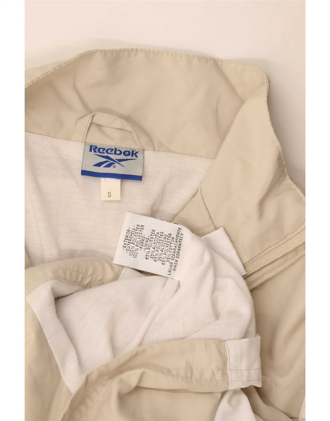 Reebok træningsdragt topjakke til kvinder UK 10 Small Beige Colourblock Polyester