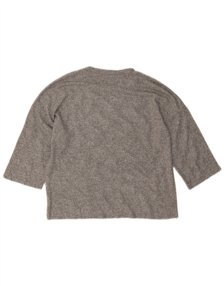 Zara Dame Oversized Top 3/4 ærmer UK 10 Small Grå Flecked