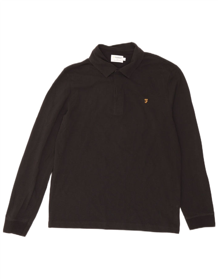 Farah Langærmet Polo Shirt til mænd Stor sort bomuld