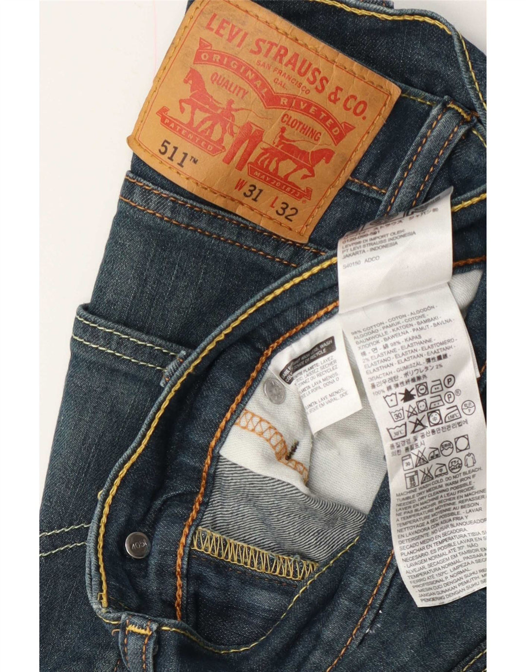 Levi's Herre 511 Slim Jeans W31 L32 Blå Bomuld