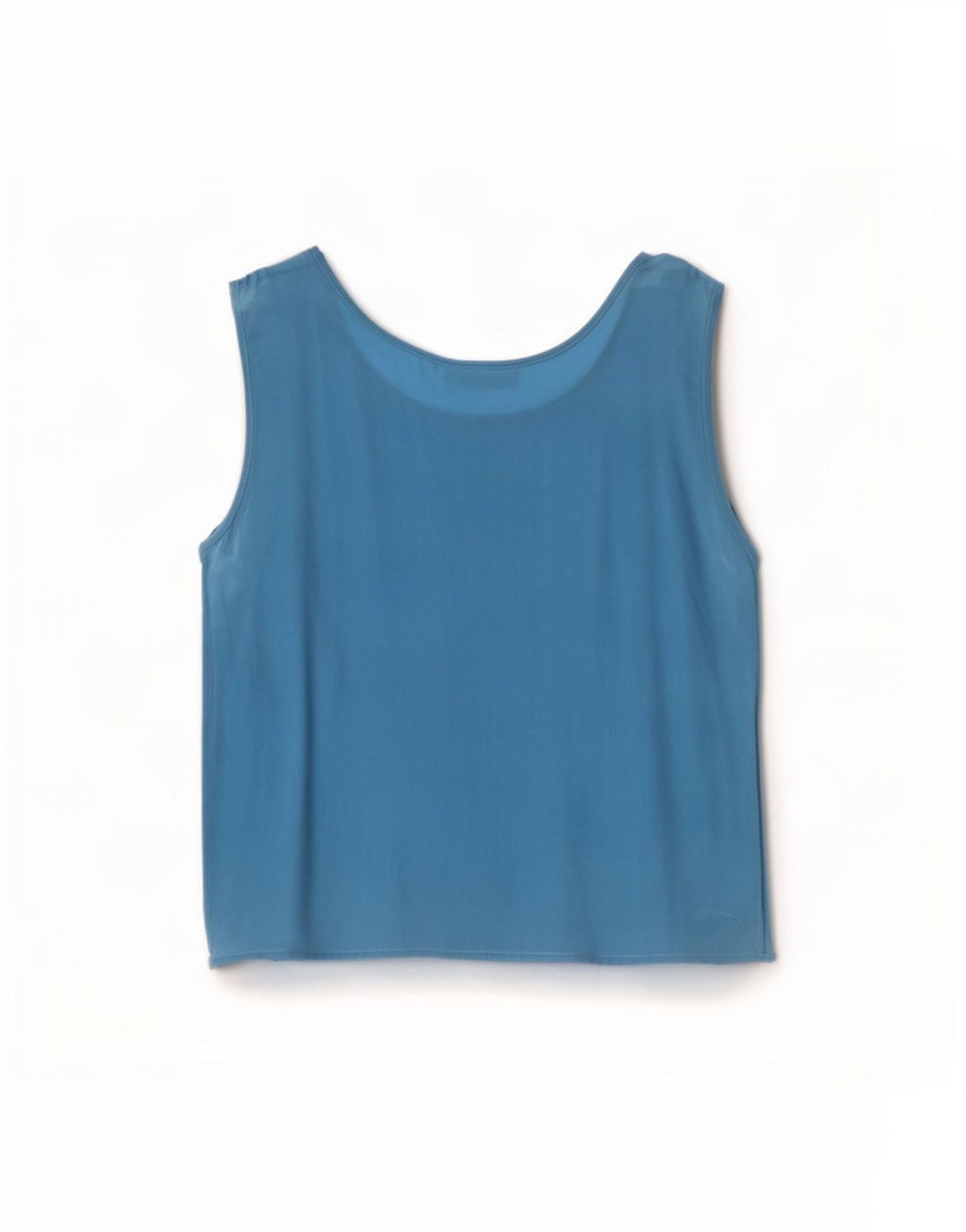 Vintage ærmeløs bluse til kvinder IT 44 Medium Blue Silk