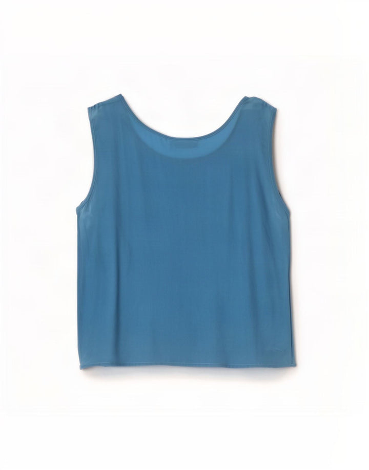 Vintage ærmeløs bluse til kvinder IT 44 Medium Blue Silk