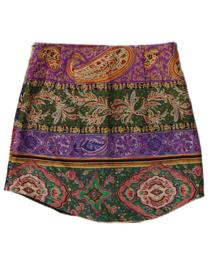 Zara Dame Mini-nederdel Small W26 Flerfarvet Paisley Polyester