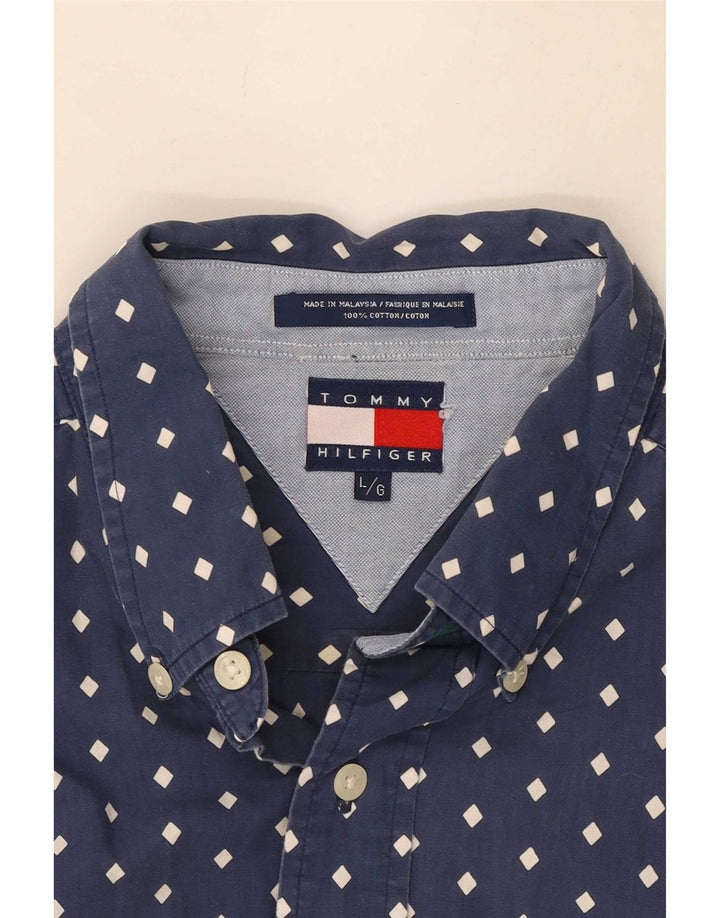 Tommy Hilfiger Herreskjorte Stor marineblå plettet bomuld