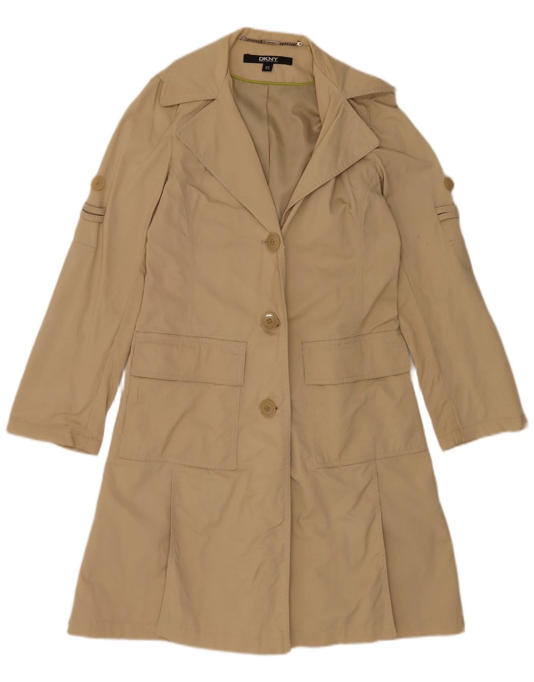 Dkny Womens Oversized Trench Coat UK 6 XS Brun Bomuld