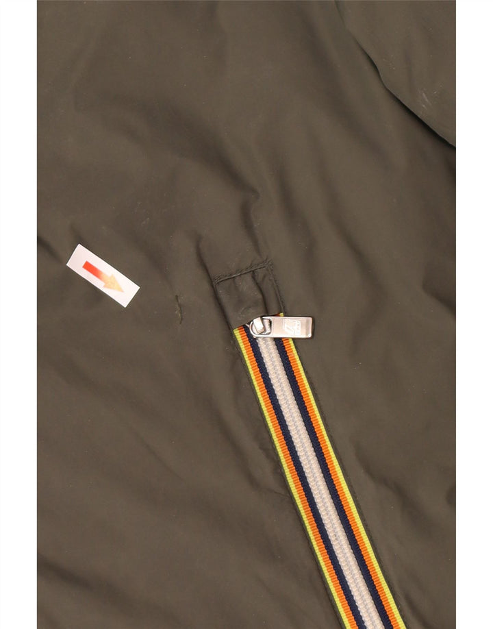 K-Way Herre Hætte Vendbar Polstret Jakke UK 38 Medium Grøn Polyamid