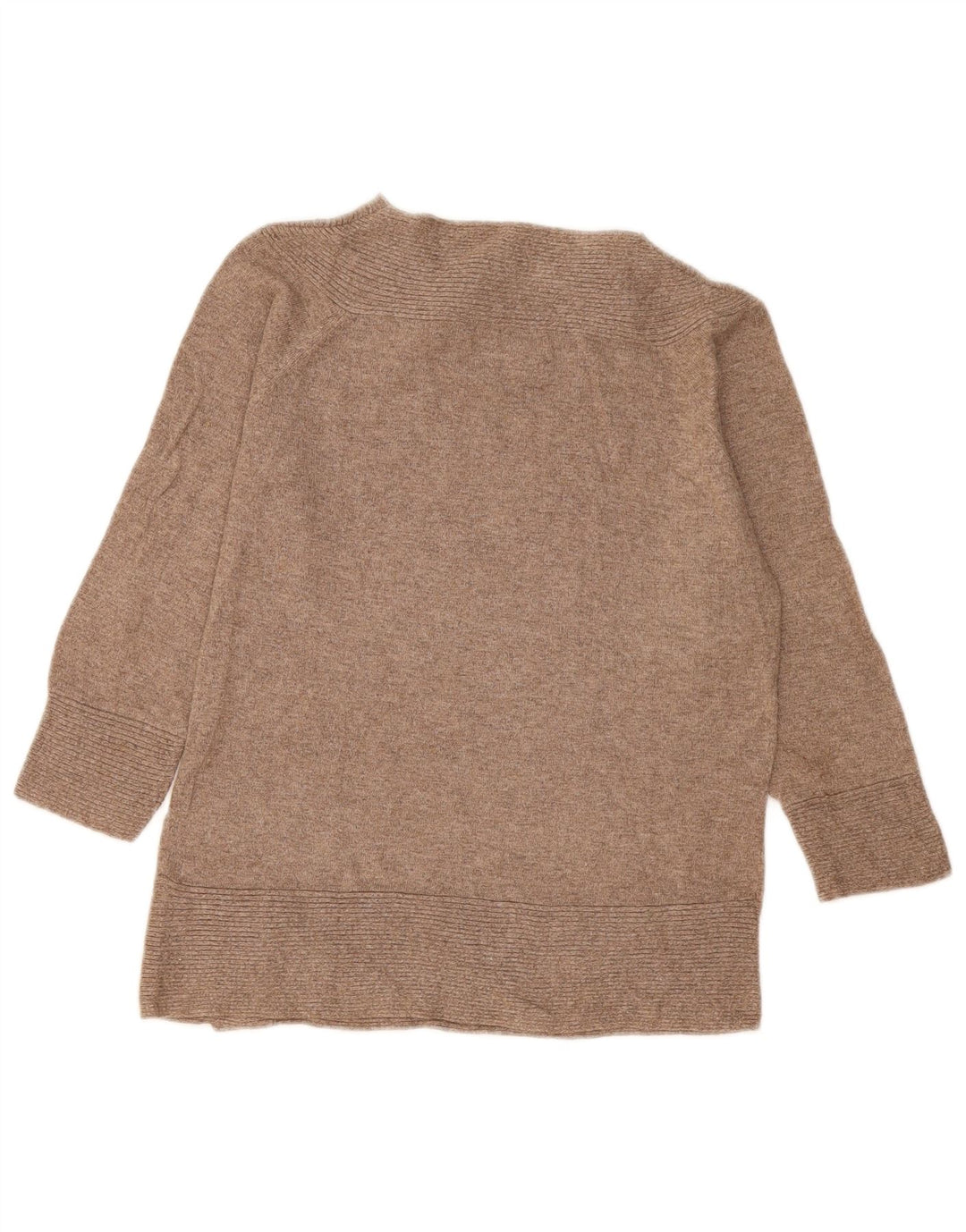 Marks & Spencer Dame Button Neck Jumper Sweater UK 14 Medium Beige