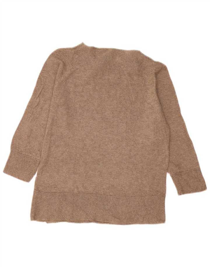 Marks & Spencer Dame Button Neck Jumper Sweater UK 14 Medium Beige