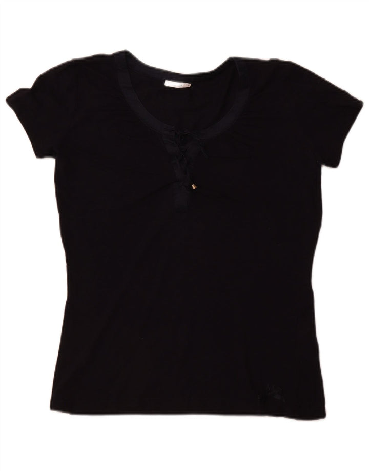MARELLA Womens T-Shirt Top UK 16 Large Navy Blue Viscose