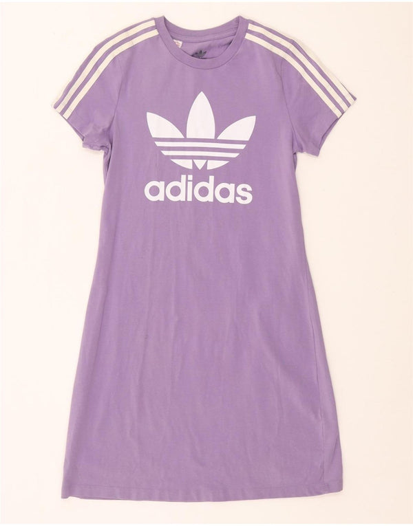 ADIDAS Piger Grafisk T-Shirt Kjole 12-13 År Lilla Bomuld