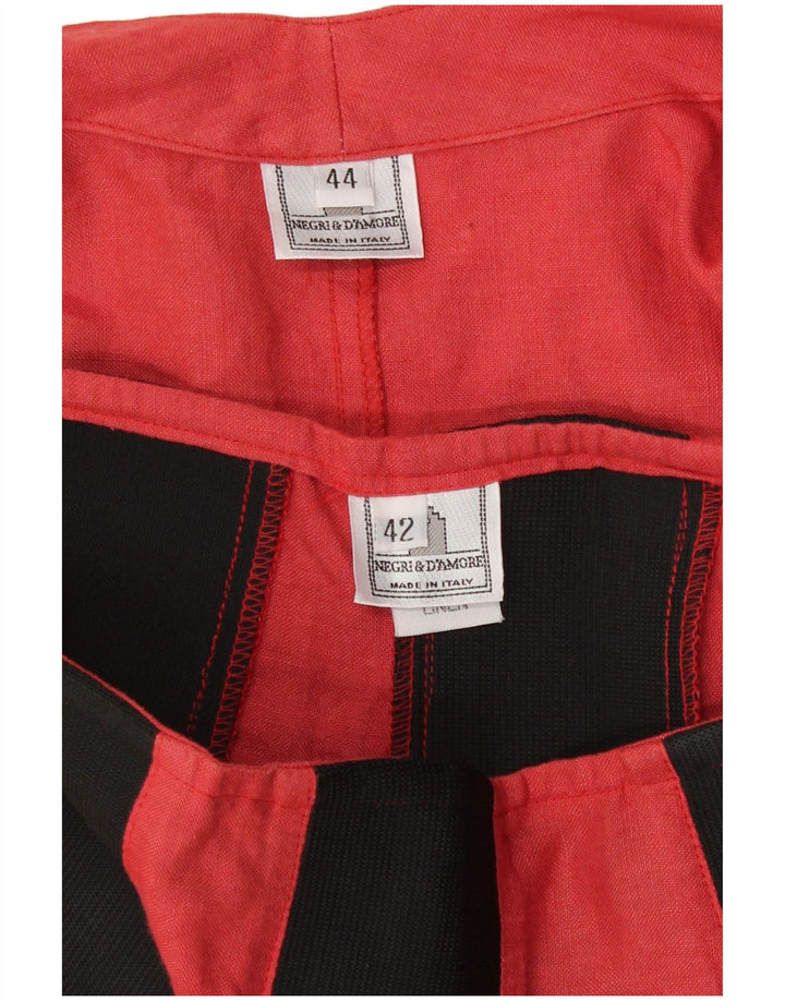 Vintage kvinders 2-delt nederdelsæt IT 44 Medium W26 Rød Colourblock Linned