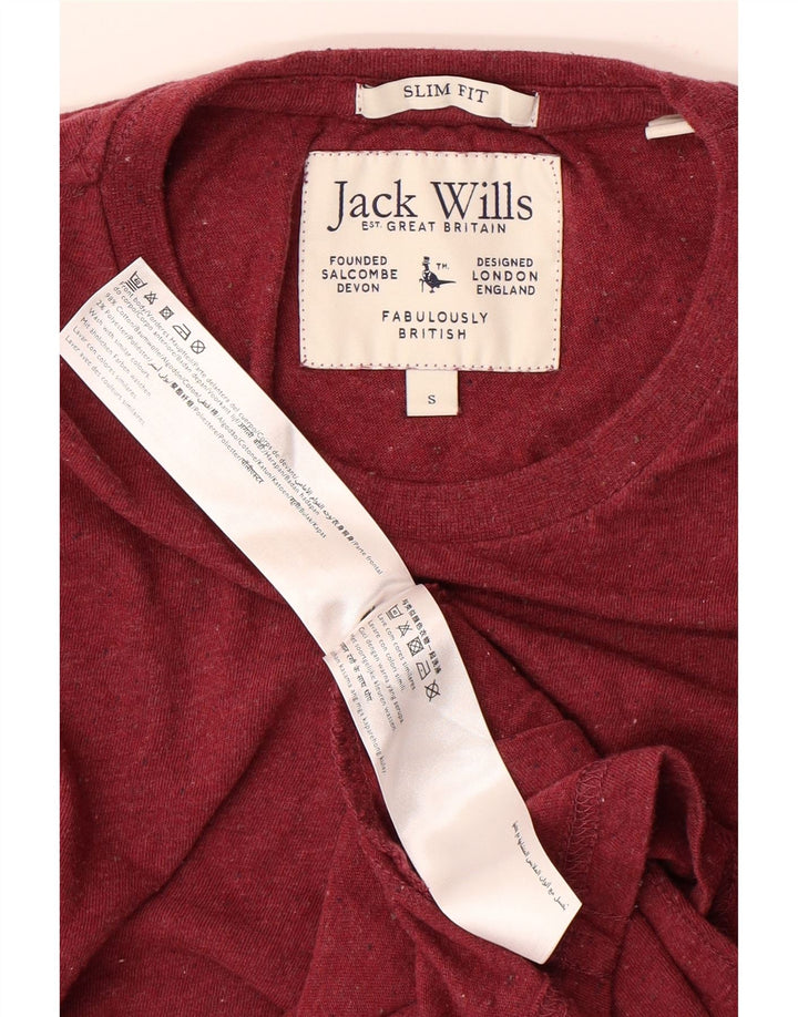 JACK WILLS Mens Slim Fit T-Shirt Top Small Maroon Cotton