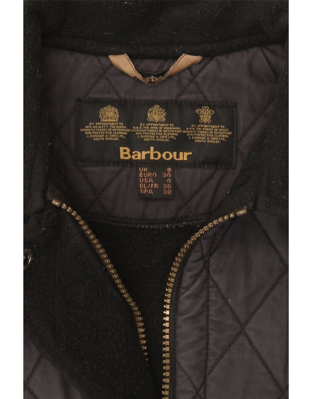 Barbour Quiltet jakke til kvinder UK 8 Small Navy Blue