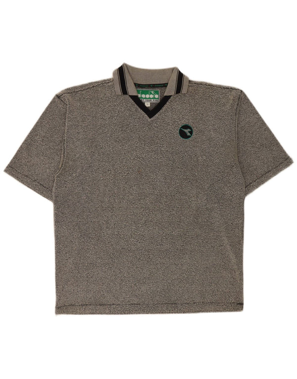 Diadora herre poloshirt mellemgrå stribet polyester