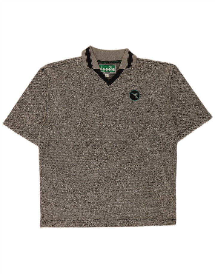 Diadora herre poloshirt mellemgrå stribet polyester