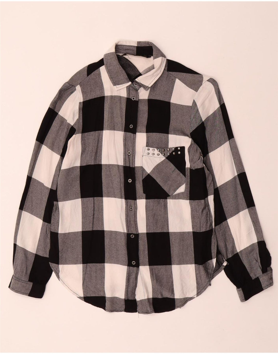 ZARA Womens Shirt UK 10 Small Black Gingham