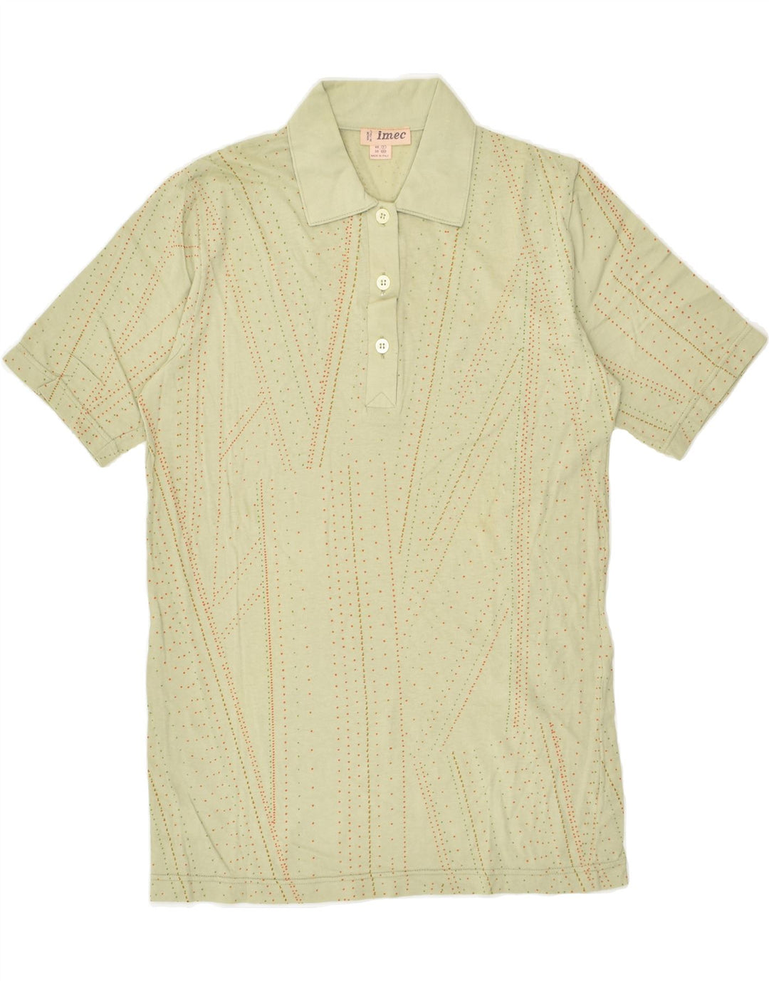 VINTAGE Womens Polo Shirt EU 38 Medium Khaki Spotted Cotton Vintage Vintage and Second-Hand Vintage from Messina Hembry 