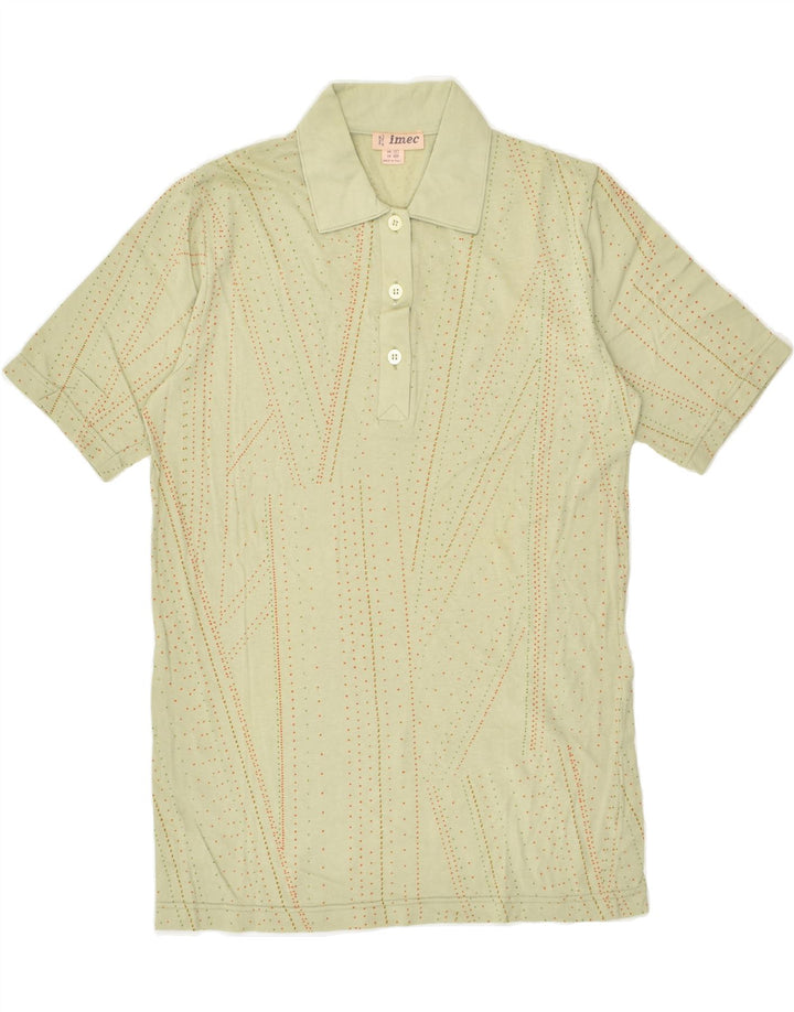 VINTAGE Womens Polo Shirt EU 38 Medium Khaki Spotted Cotton Vintage Vintage and Second-Hand Vintage from Messina Hembry 