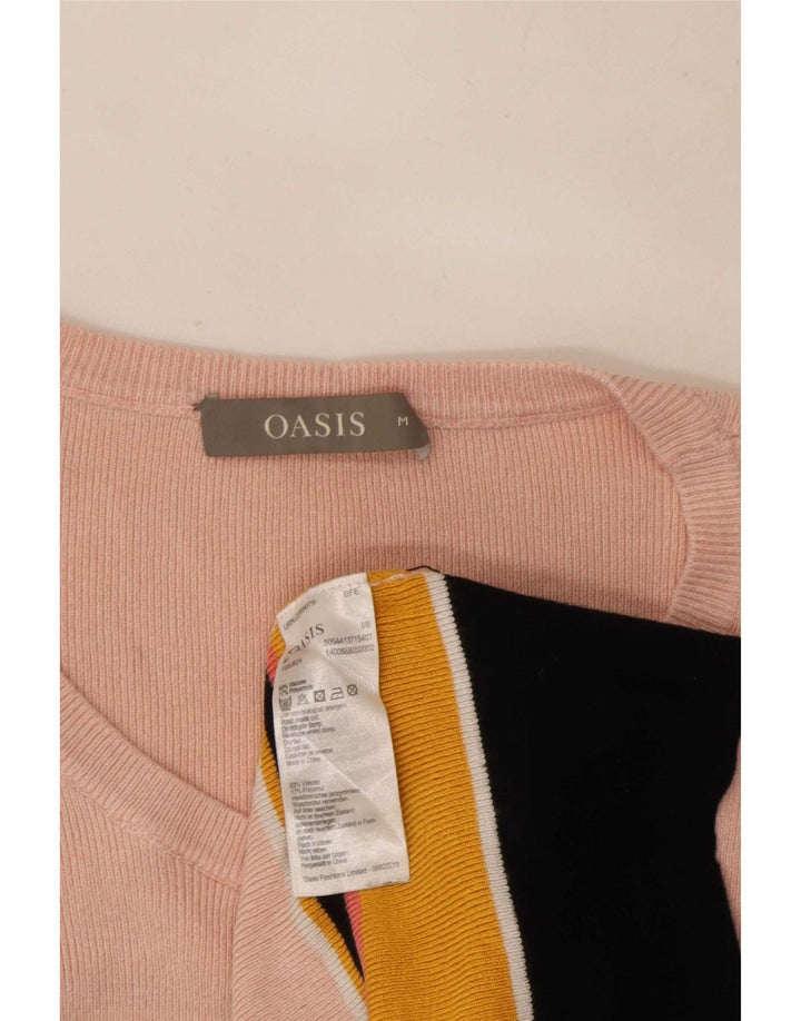 Oasis Dame Top Langærmet UK 12 Medium Pink Stribet Viscose